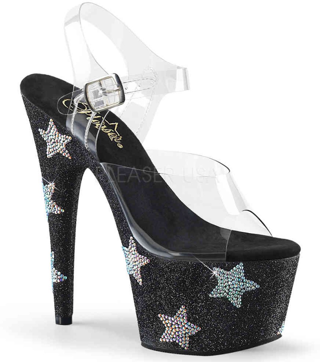 EU 40 = US 10 | ADORE-708STAR | 7 Heel, 2 3/4 PF Ankle Strap Sandal W/ RS Stars